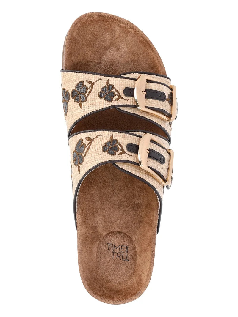 Time and Tru Women's Footbed Slide Sandals (Wide Width Available) | Walmart (US)