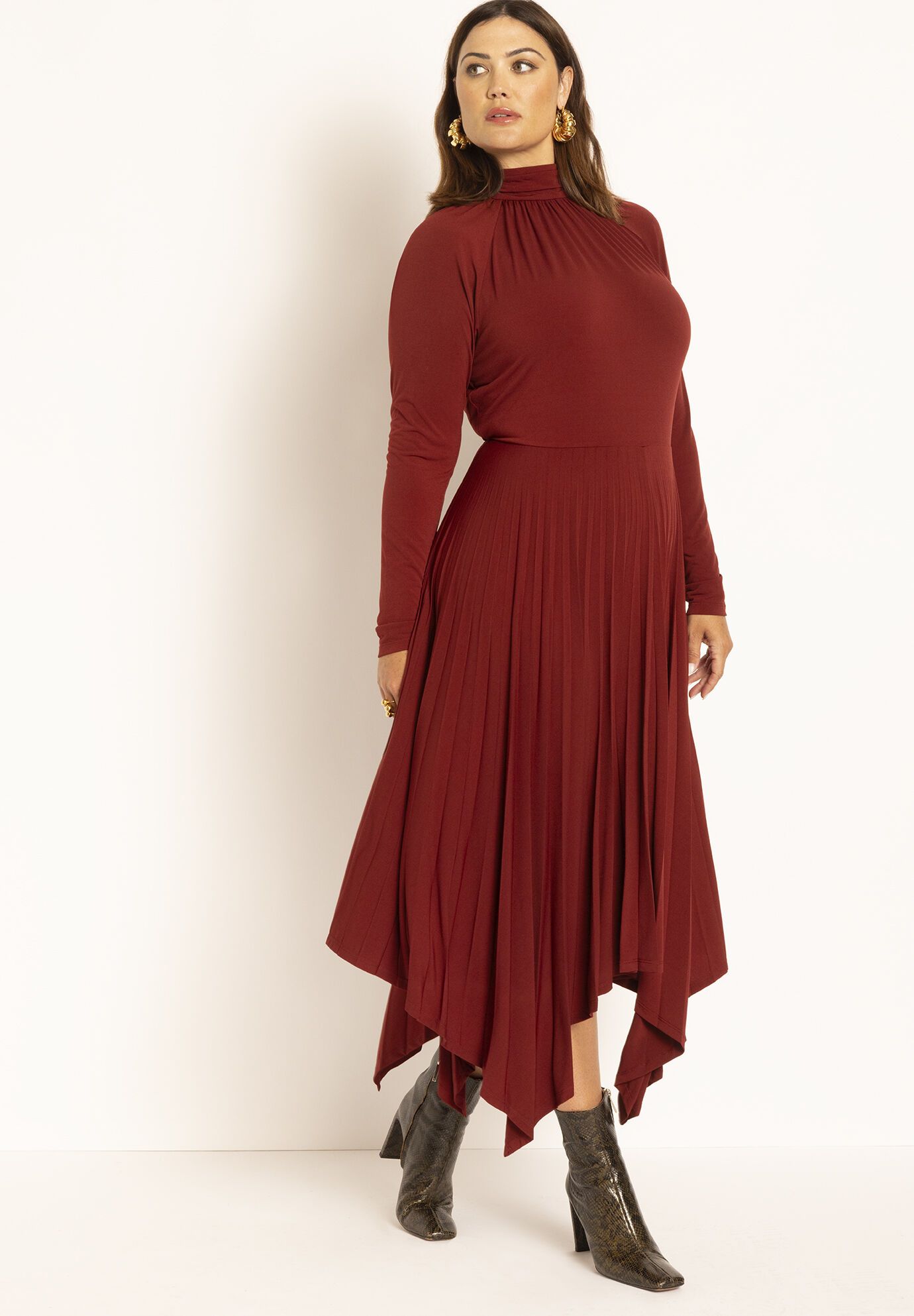 Pleated Skirt Raglan Dress | Eloquii