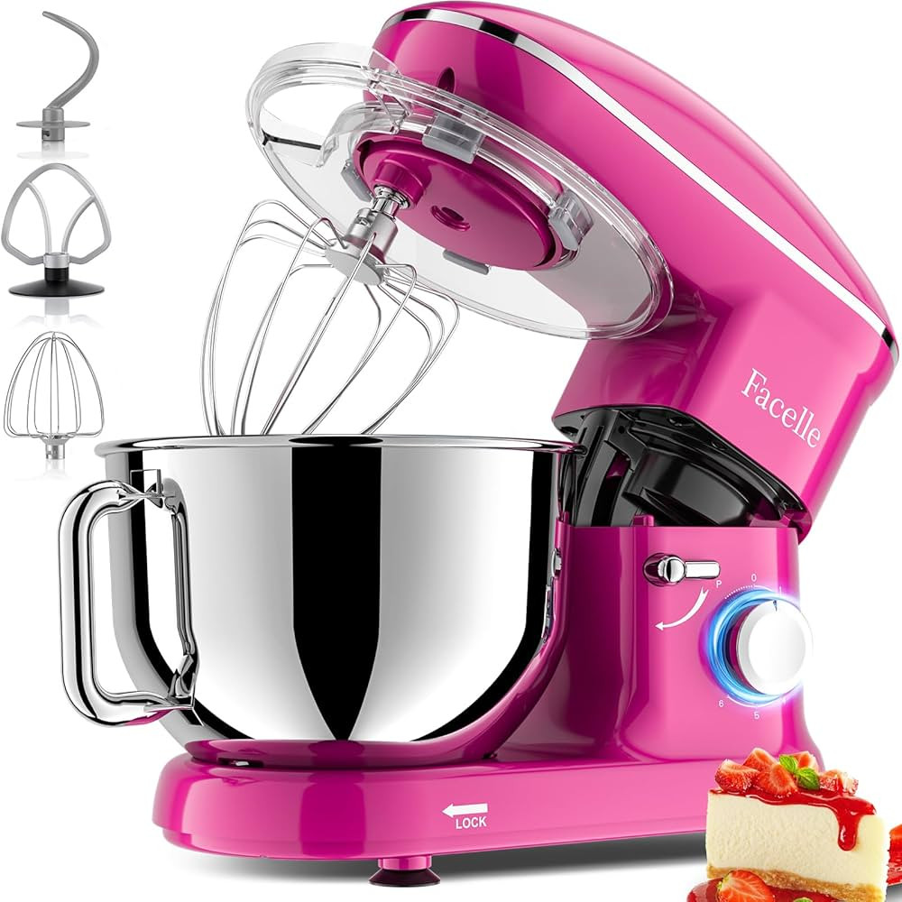 Facelle Stand Mixer, 660W 6 Speed Electric Kitchen Mixer with Pulse Button, Attachments include 6... | Amazon (US)