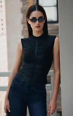 THE METALLIC BRIANNA TOP | Herve Leger