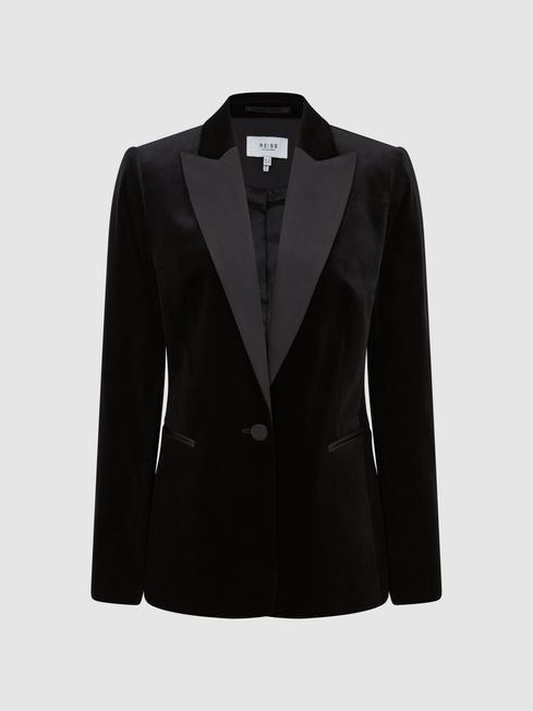 Reiss Black Opal Single Breasted Velvet Blazer | Reiss UK