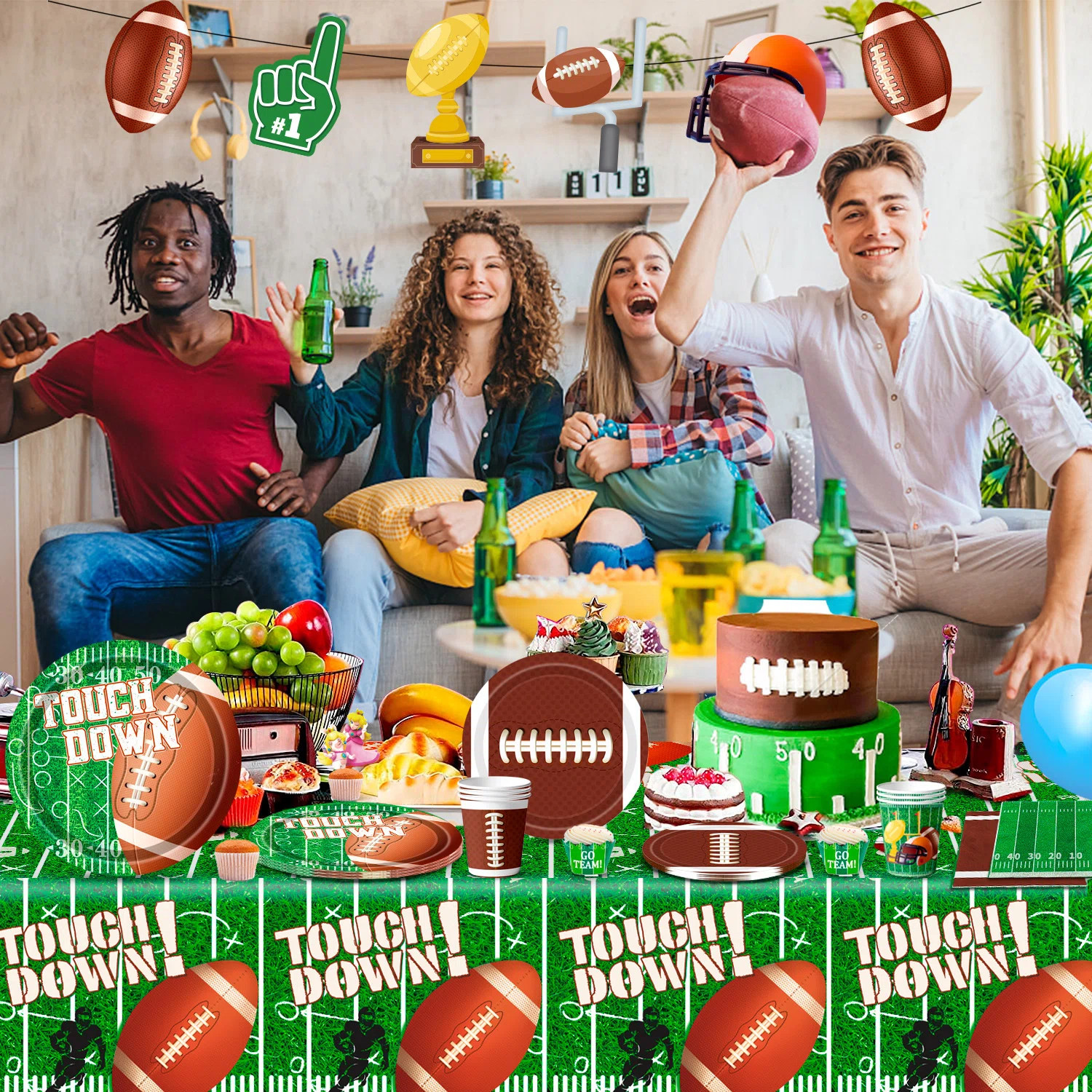 Football Party Supplies Tableware, 104pcs Football Party Tableware Set | Wayfair North America