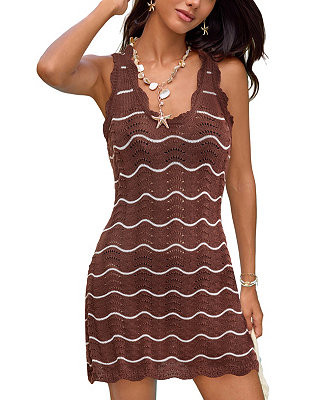 CupsheWomen's Tea Striped Cover-Up Mini Beach Dress | Macy's