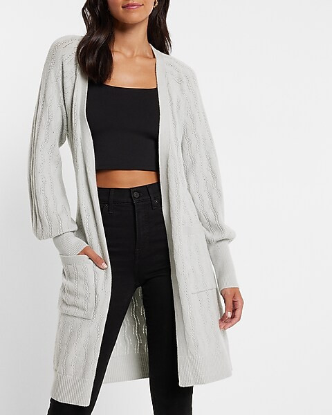 Balloon Sleeve Belted Duster Cardigan | Express