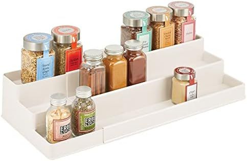 mDesign Medium Plastic Adjustable, Expandable Kitchen Cabinet, Pantry, Shelf Organizer/Spice Rack wi | Amazon (US)