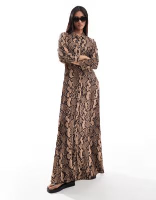 Y.A.S maxi shirt dress in snake print | ASOS (Global)