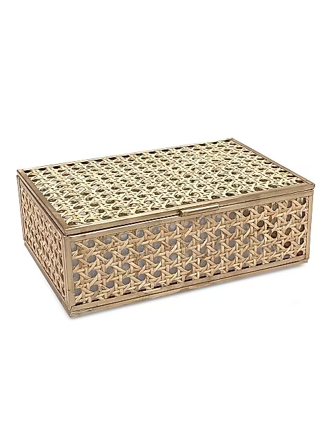 Large Natural Cane Wicker Jewelry Decor Box | Saks Fifth Avenue
