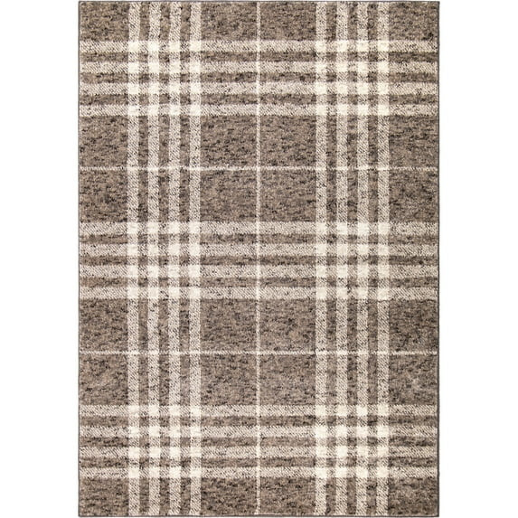 My Texas House Highlands 6' X 9' Dark Beige Plaid Area Rug | Walmart (US)