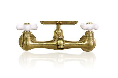Natural Brass Wall-Mount Short Swivel Spout Utility Bridge Faucet + Soap Dish | eBay US