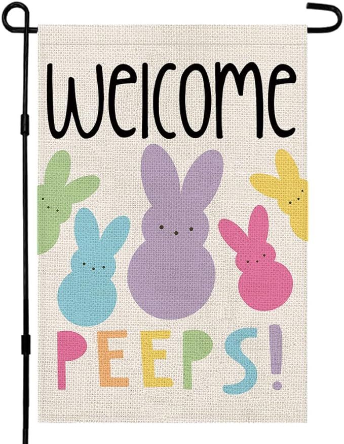 Welcome Easter Garden Flag Double Sided Vertical 12×18 Inch Bunny Banners Spring Yard Outdoor Fa... | Amazon (US)