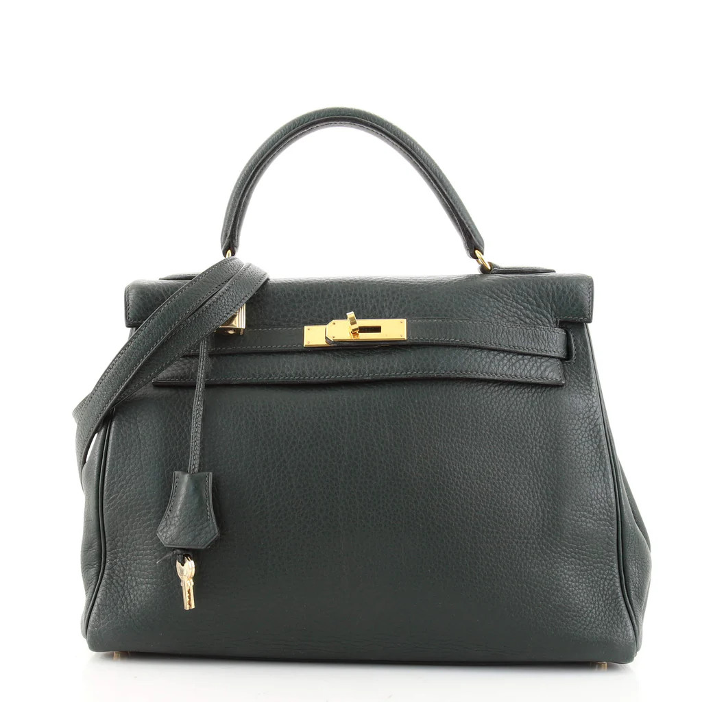 Hermes Kelly Handbag Green Togo with Gold Hardware 32 Green 13177848 | Rebag