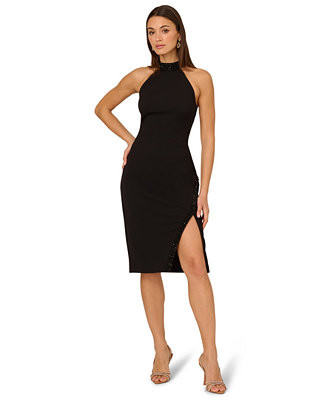 Adrianna Women's Crepe Halter Midi Sheath Dress - Macy's | Macy's