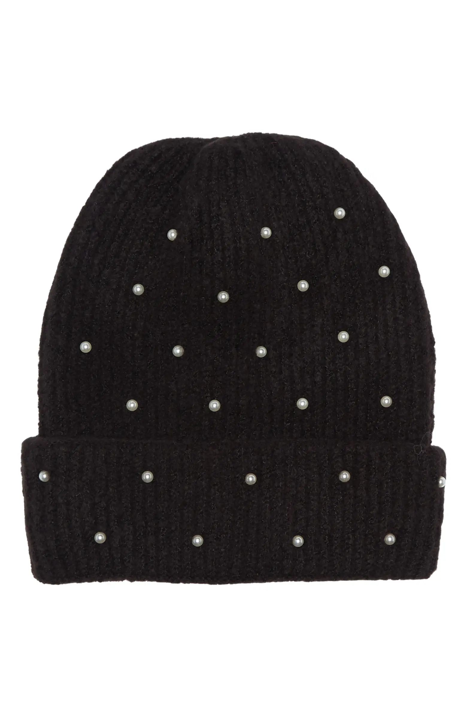 STEVE MADDEN Ribbed Imitation Pearl Embellished Beanie | Nordstromrack | Nordstrom Rack