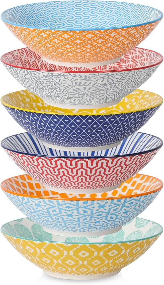 KitchenTour 30oz Large Pasta Bowls Soup Bowls - Ceramic Salad Bowls Serving Bowl - 8 Inch Wide an... | Amazon (US)