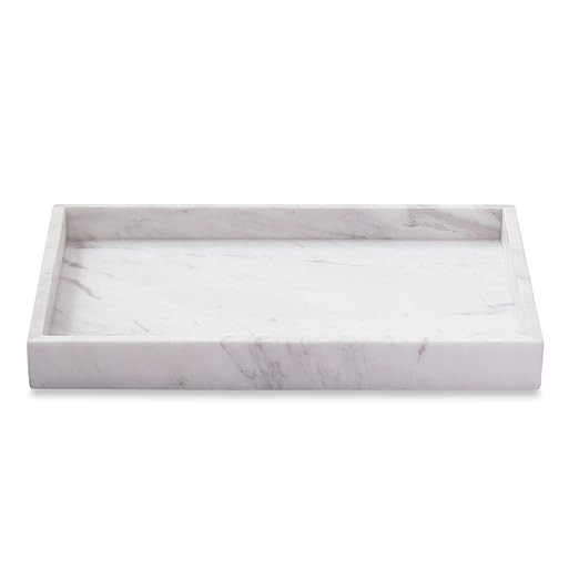 Genuine White Marble Vanity Tray Guest Towels Perfume Bathroom Chic Spa Decor | Amazon (US)