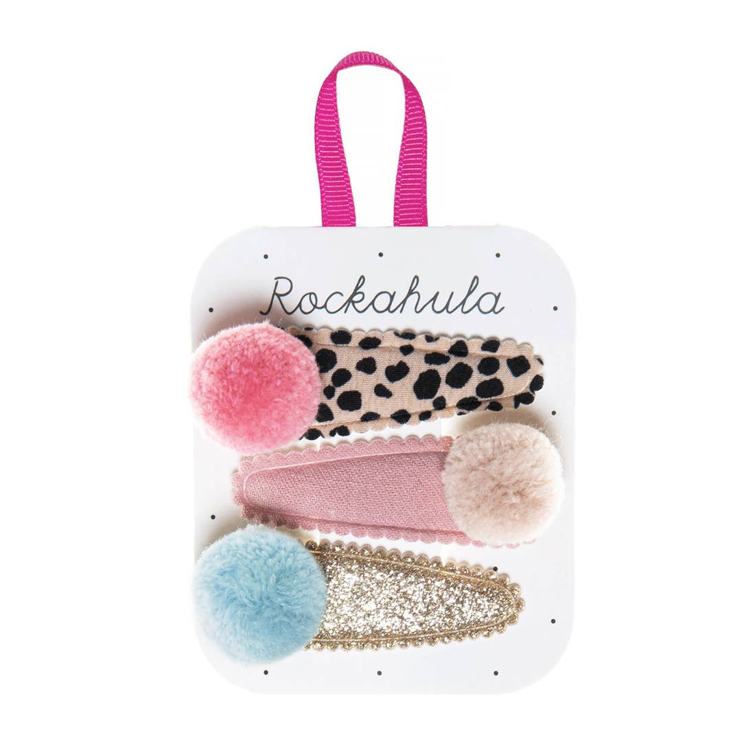 Pandora Leopard Print Pom Pom Hair Clips Set | Ellie and Piper