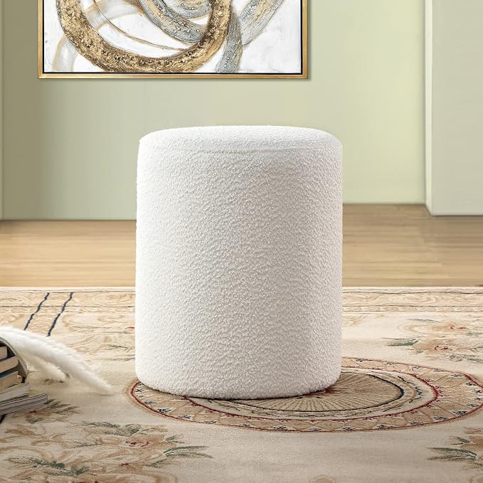 O2B Modern Round Ottoman with Soft Padded Seat \u2013 Multifunctional Vanity Chair, Upholstered F... | Amazon (US)