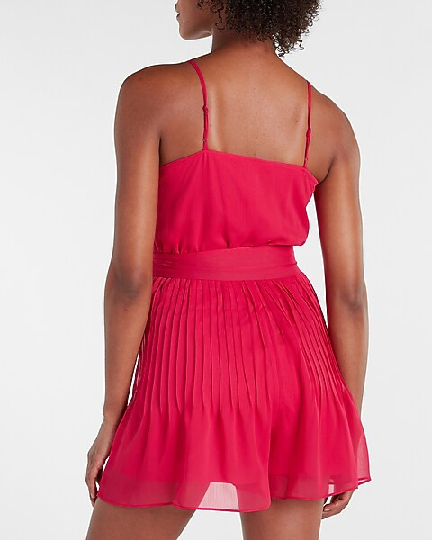 Pleated Wrap Front Romper | Express