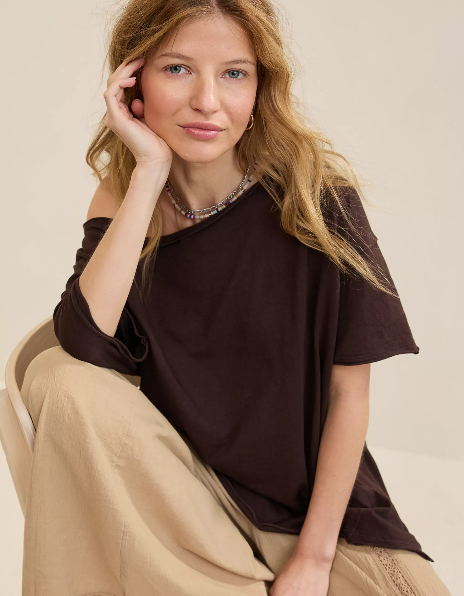 Aerie Off The Shoulder Oversized Boyfriend T-Shirt | Aerie
