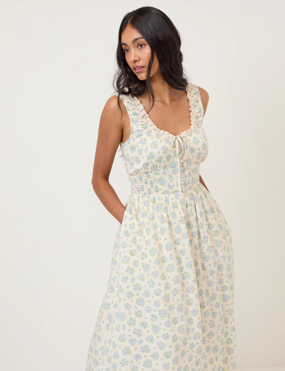 White Floral Rylee Midi Dress | Nobody's Child