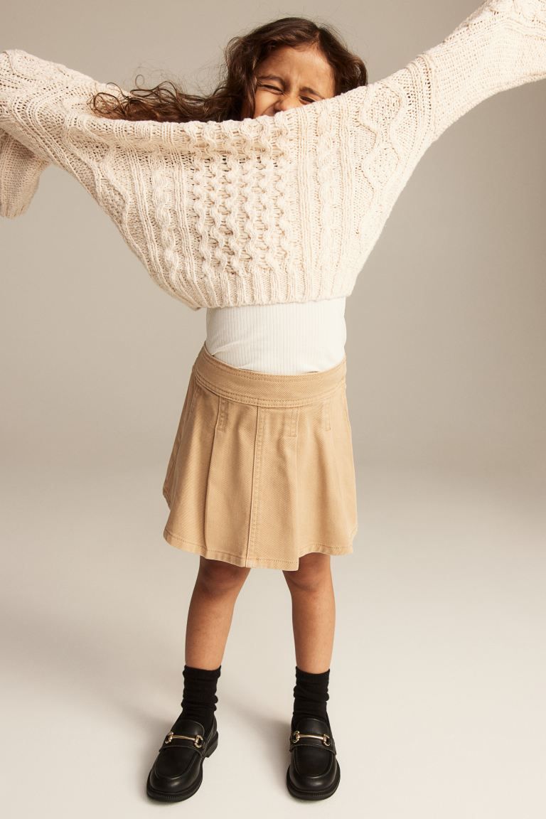 Cable-knit Cotton Sweater - Light beige - Kids | H&M US | H&M (US + CA)