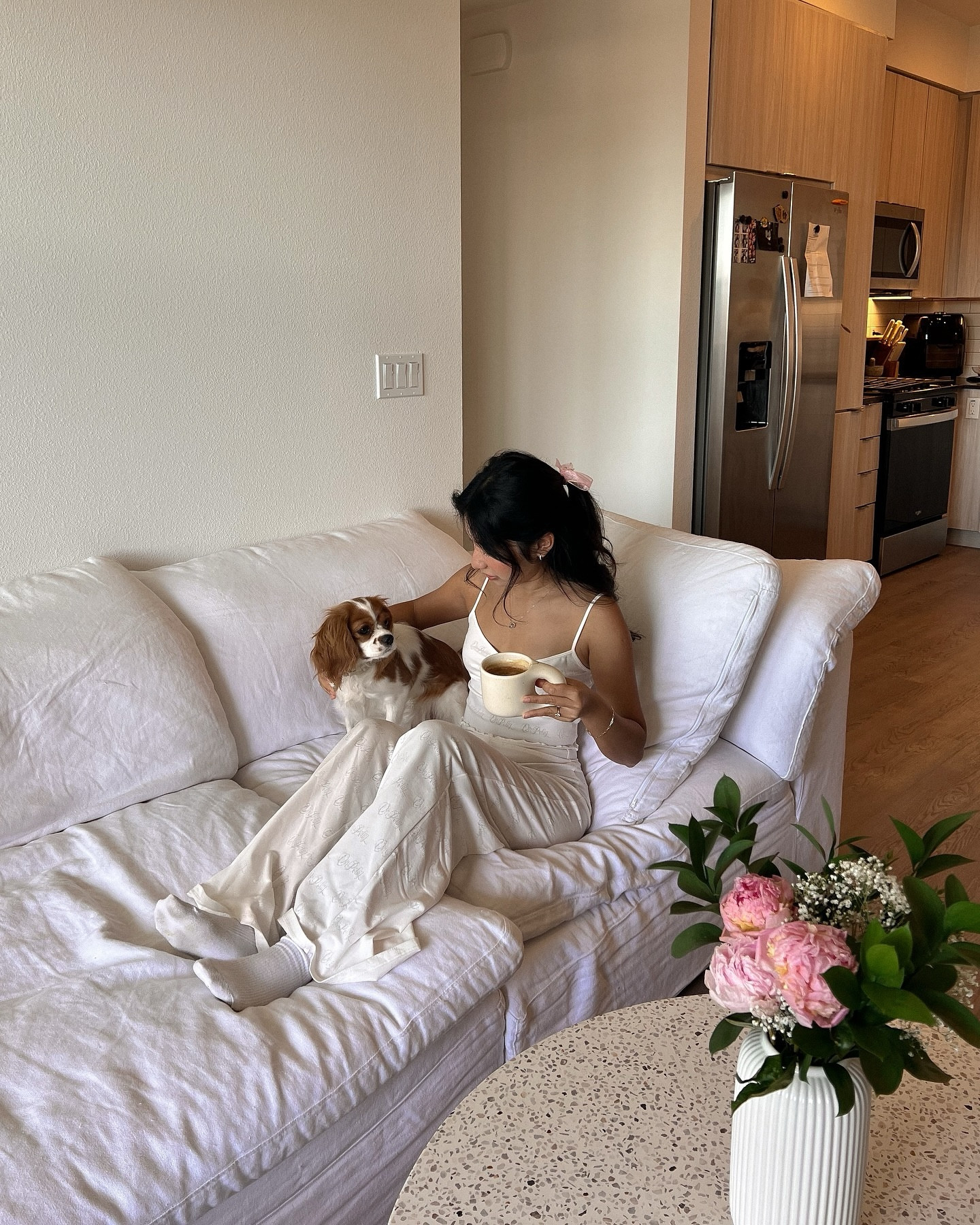 Cozy mornings like this ☕️✨🫶🏻>>> 

Wearing @ohpolly loungewear ruched pointelle set  in white

#ohpolly #loungewear #cozyvibes #cozyfit #fallvibes #falloutfitideas #pinterestgirl #pinterestinspired #pinterestaesthetic #fallinspo #girlygirl 
Cozy fall vibes, slow mornings, san diego fashion blogger, soft girl aesthetic