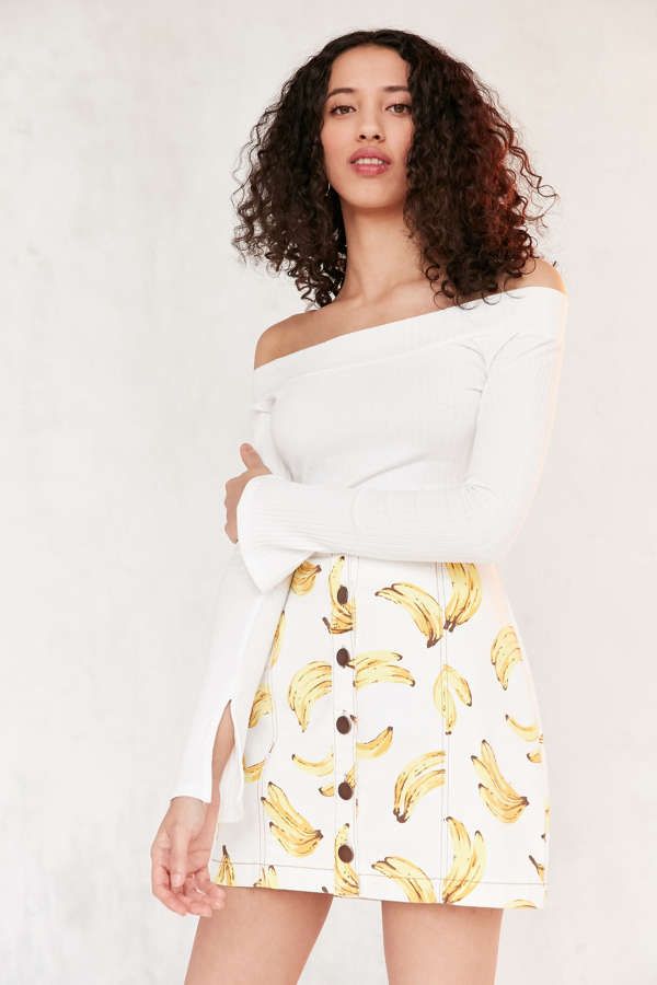 Cooperative Printed Twill Button-Front Mini Skirt | Urban Outfitters US