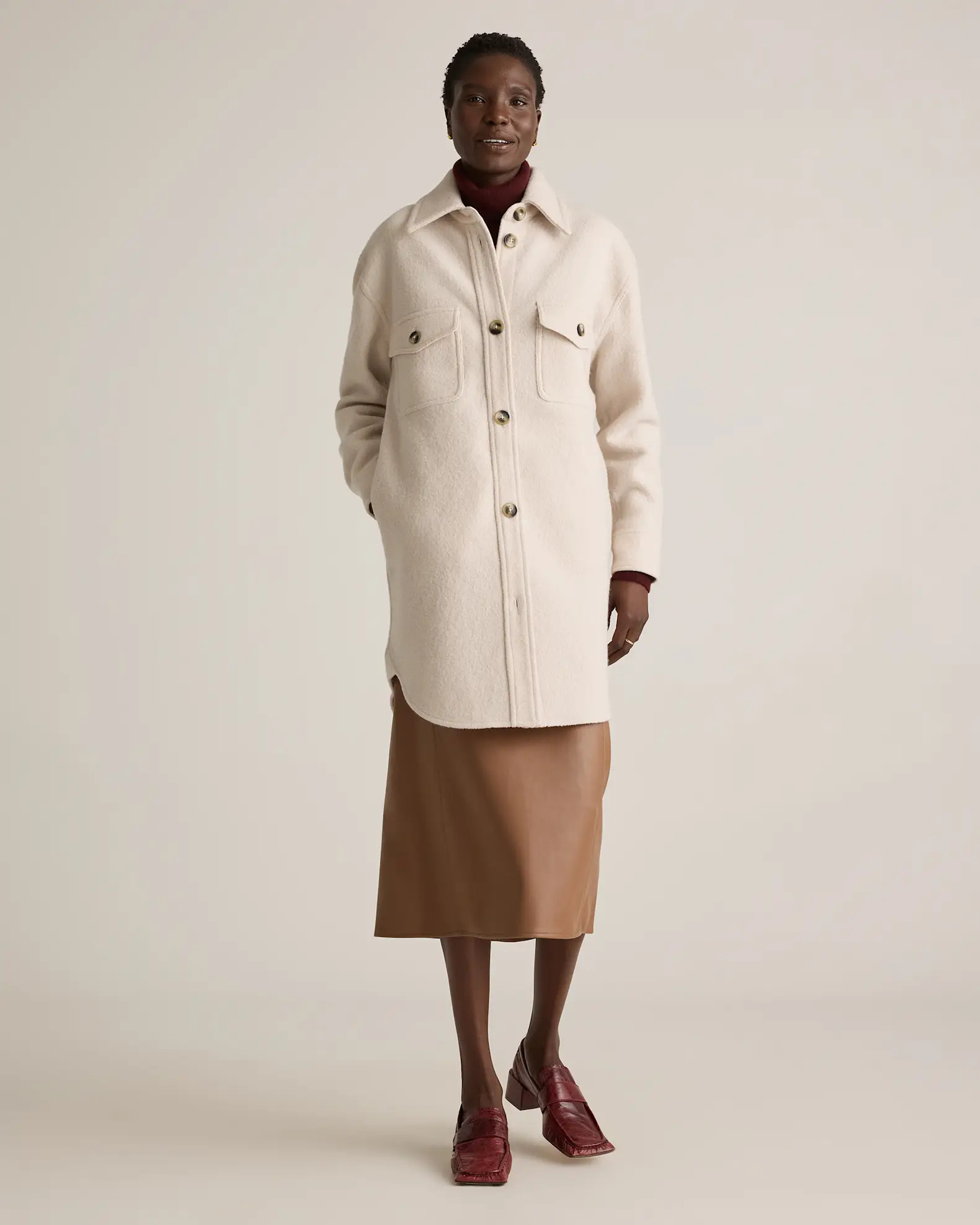 100% Merino Wool Long Shirt Jacket | Quince