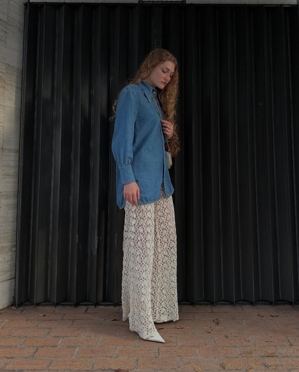 Love layering sheer pants with an oversized shirt! 