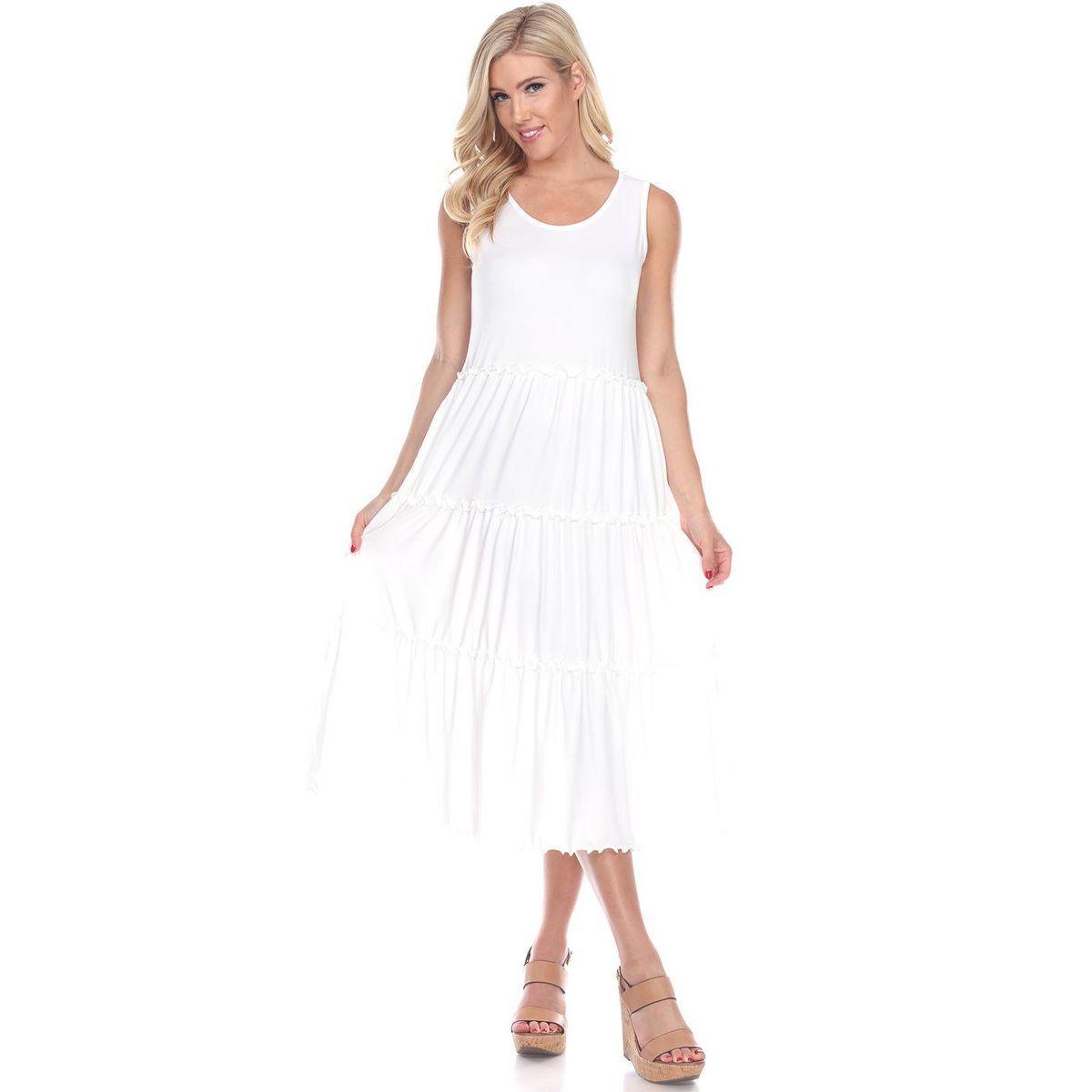 Women's Scoop Neck Tiered Midi Dress - White Mark | Target
