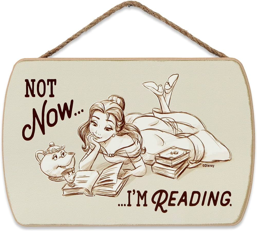 Disney Beauty and the Beast Belle Hanging Wood Wall Decor - Not Now I'm Reading - Cute Belle Sign... | Amazon (US)