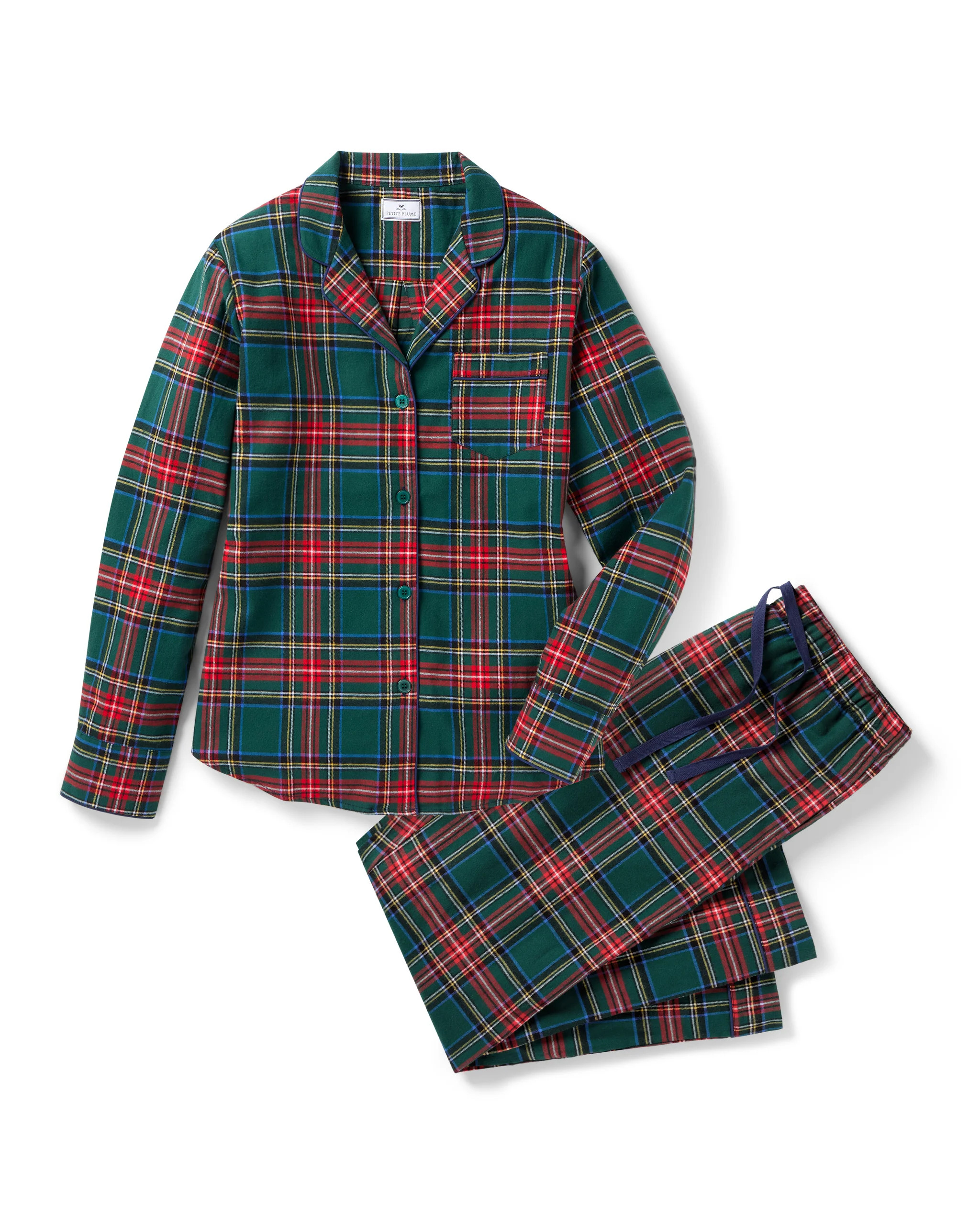 Women's Brushed Twill Pajama Set in Kensington Tartan | Petite Plume