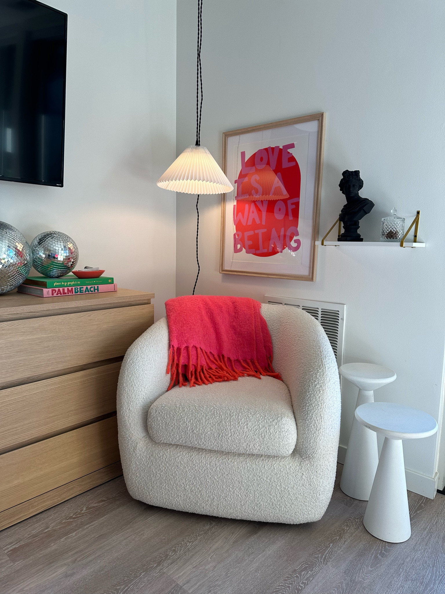 the most inexpensive ceiling light to ever exist. seriously! and the cute little pleated shade? i still love 

#LTKFindsUnder50 #LTKHome