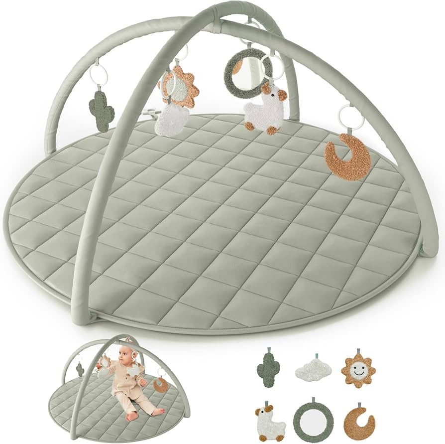 Beautiful Baby Play Gym and Tummy Time Mat - Soft Cotton Mat with 6 Cute Toys Creates The Perfect... | Amazon (US)