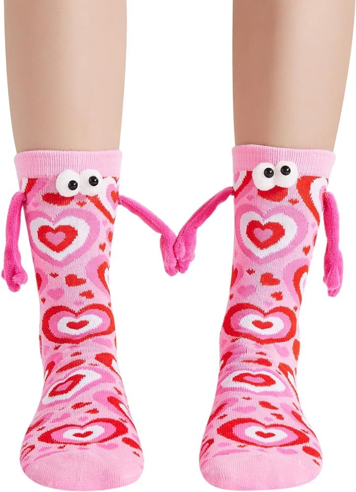 Honganda Couple Holding Hands Socks, Funny 3D Doll Heart Print Magnetic Suction Socks, Valentine'... | Amazon (US)