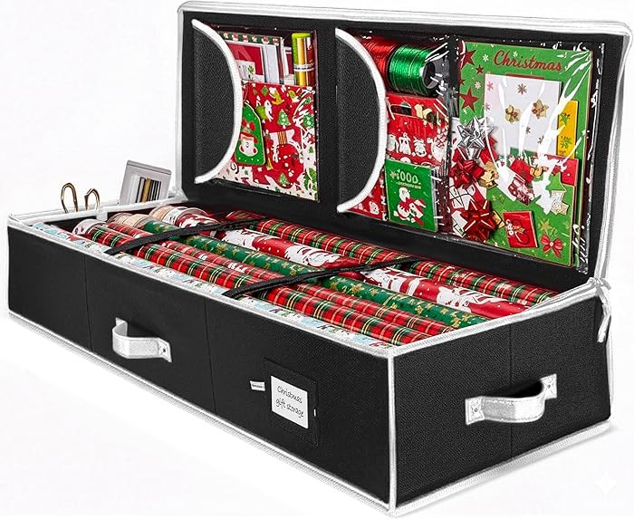 ZOBER Gift Wrapping Paper Organizer Storage - 40" Gift Wrap Storage Containers with Interior Pock... | Amazon (US)