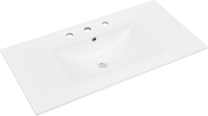 36" Ceramic Vanity Top with Three Faucet Holes | Amazon (US)