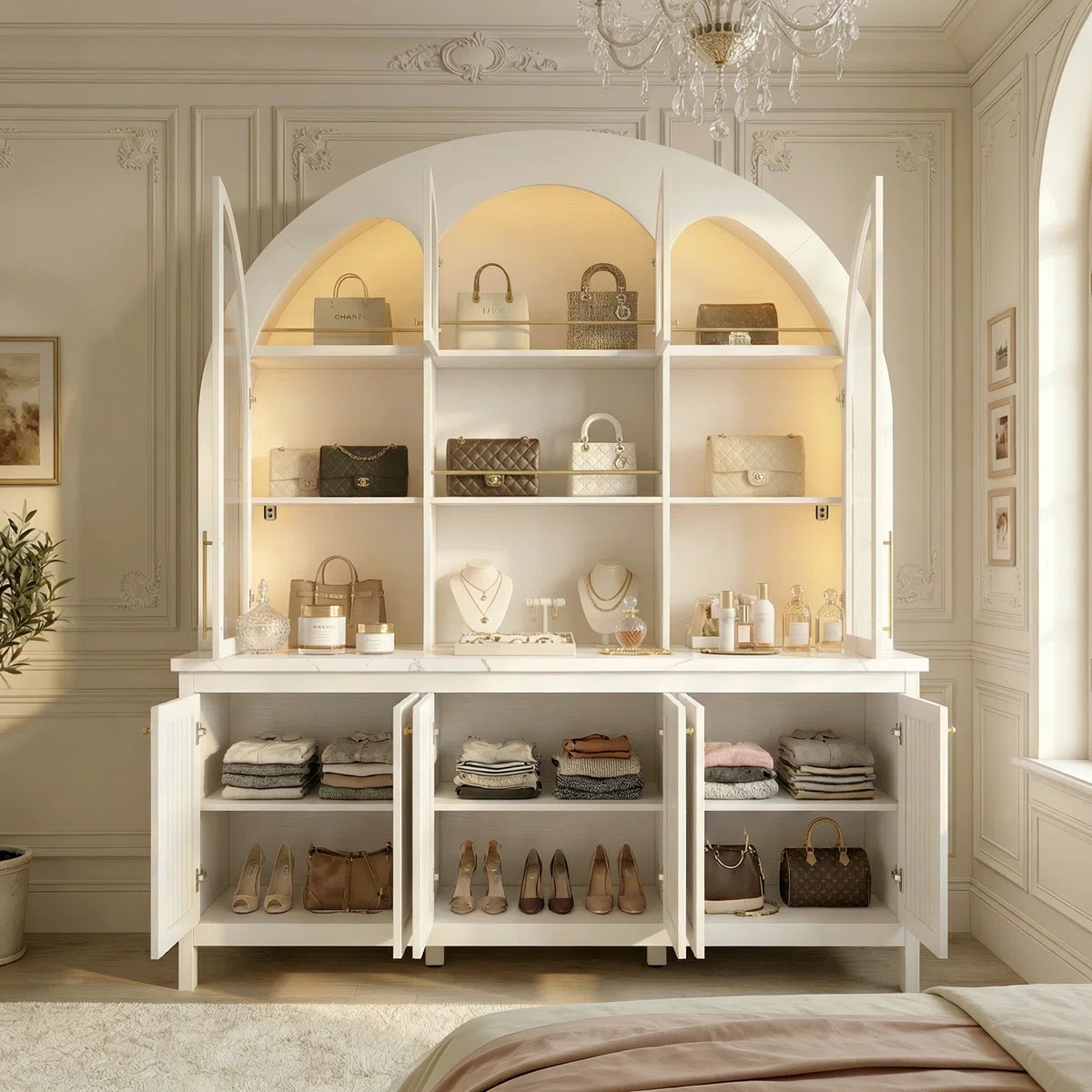 Elegant Arched Display Cabinet With Smart LED Lighting | Wayfair North America