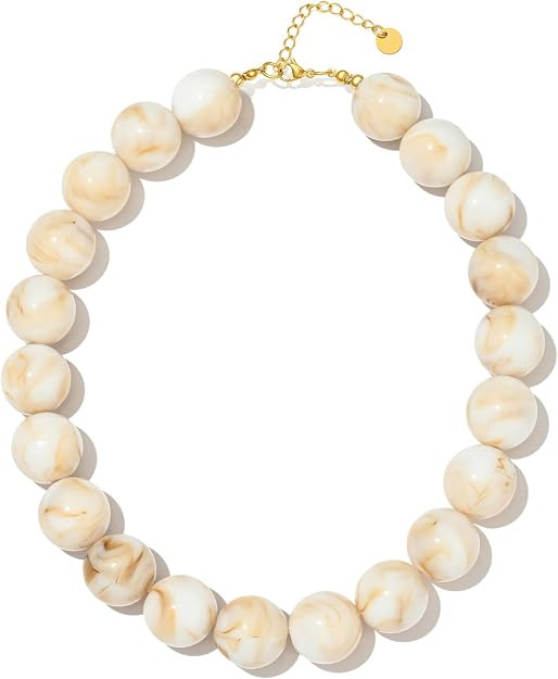 Colorful Chunky Beaded Necklaces for Women Trendy Large Bead Statement Necklace Boho Resin Bead C... | Amazon (US)