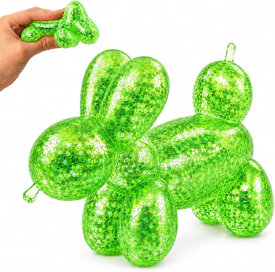 Balloon Dog Squishy Toy, Soft Glitter Animal Squeeze Toy, Cute Sensory Dog Squishys for Desk Trav... | Amazon (US)