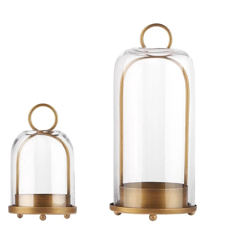 5" & 4" Wide Versatile Metal Candle Holder with Handmade Sturdy Glass Dome in Brass for Pillar Ca... | Walmart (US)