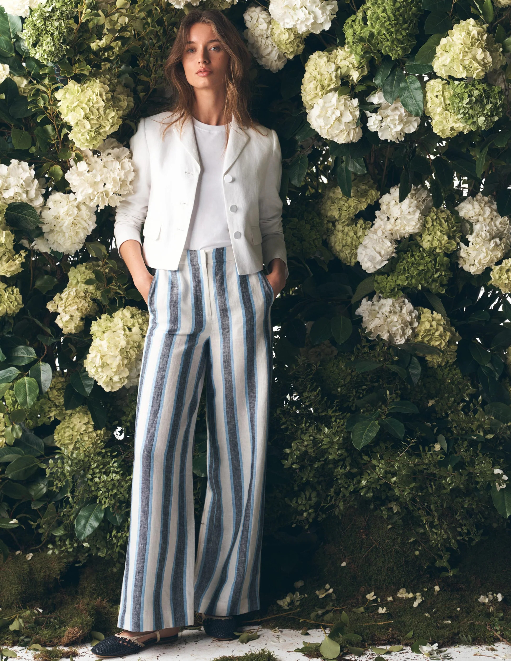 Belgravia Linen Pants-Blue and White Stripe | Boden (US)
