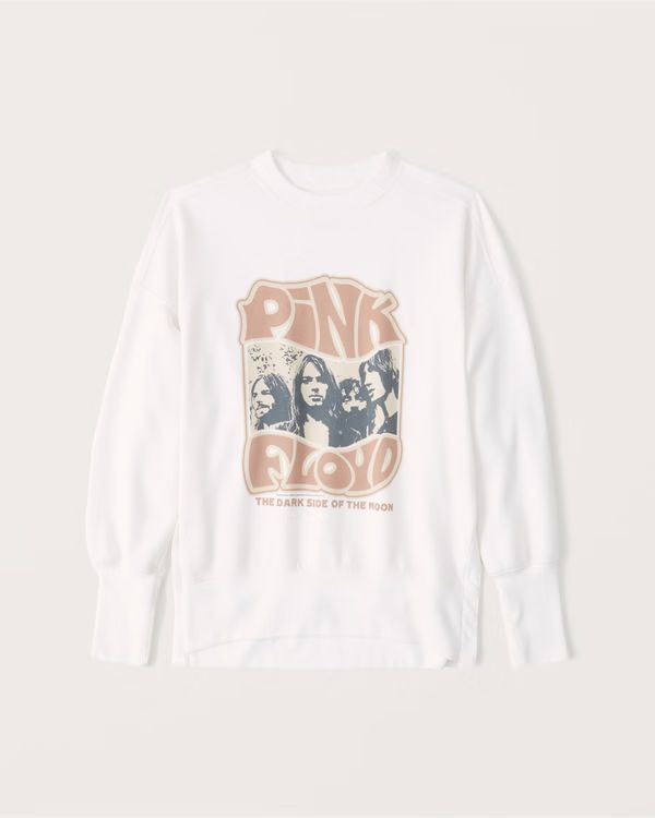 Women's Pink Floyd Split-Hem Tunic Graphic Crew Sweatshirt | Women's Tops | Abercrombie.com | Abercrombie & Fitch (US)