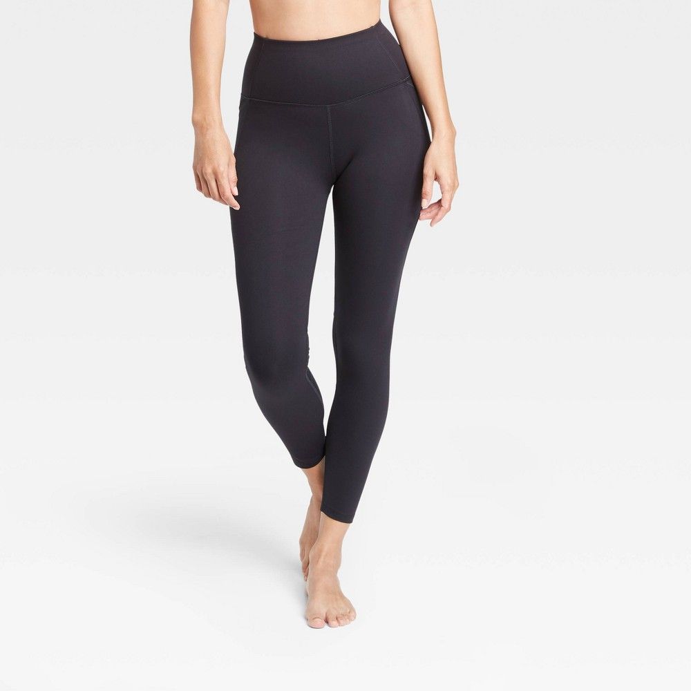 Women's Contour Power Waist High-Waisted 7/8 Leggings 25"" - All in Motion Black XXL | Target