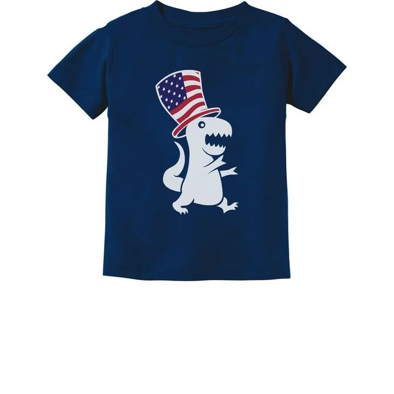 American T-Rex Dinosaur USA Flag 4th of July Toddler Infant Kids T-Shirt 5/6 Navy - Walmart.com | Walmart (US)