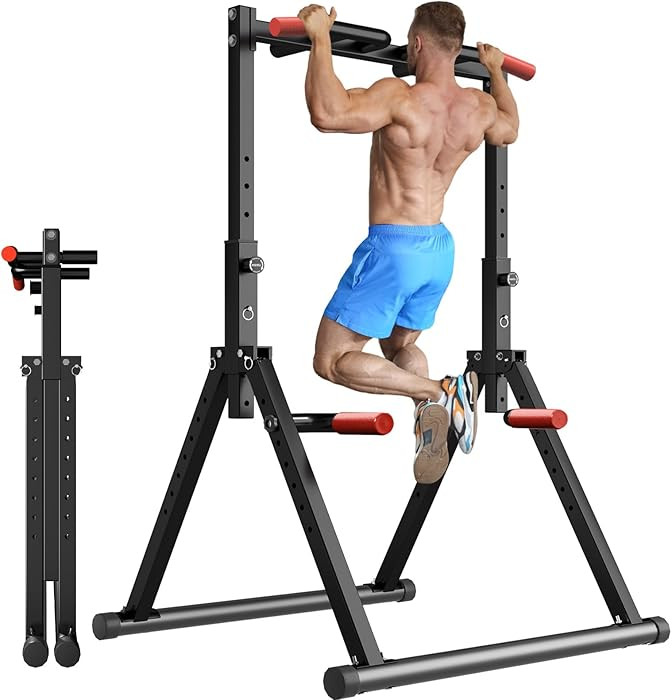 WATBKHE Power Tower Pull Up Dip Station Foldable, Pull Up Bar Station Adjustable, Multi-Function ... | Amazon (US)