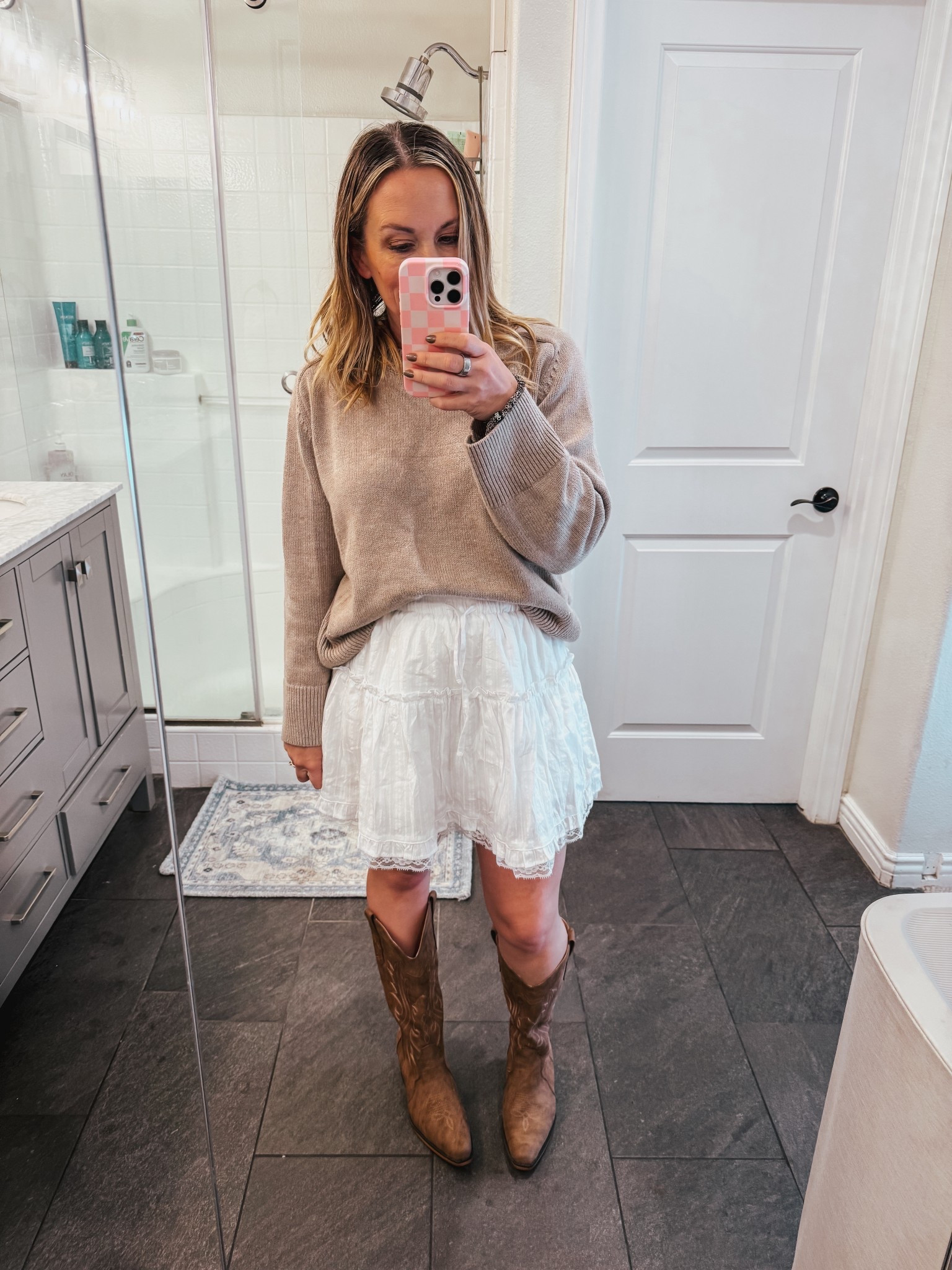 My western inspired ootd - 

This skirt runs a touch small, I sized up to medium

Boots TTS

Sweater, wearing size smalll

#LTKmorningroutine #LTKvlog