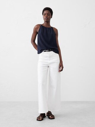 Jacquard Gathered Halter Top | Banana Republic Factory