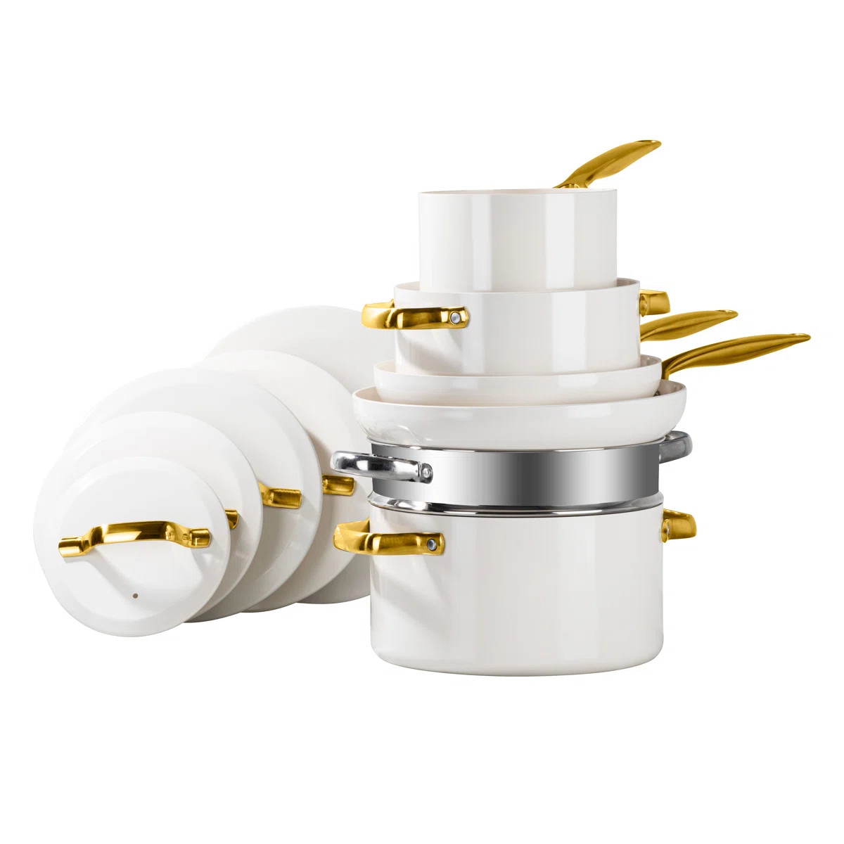 Gotham Steel Modern Collection 11 Pc Cream Nonstick Cookware Set | Wayfair North America