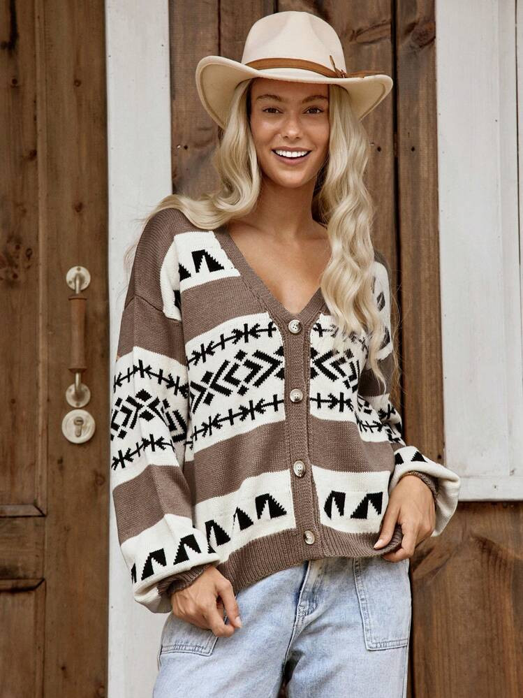 LanaWest Women Casual Allover Print Button Down Long Sleeve Cardigan Fall Cloth For Women | SHEIN